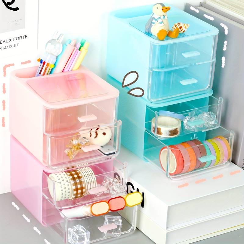 Student Adult Stationery Desktop Storage Box Candy Color - Temu
